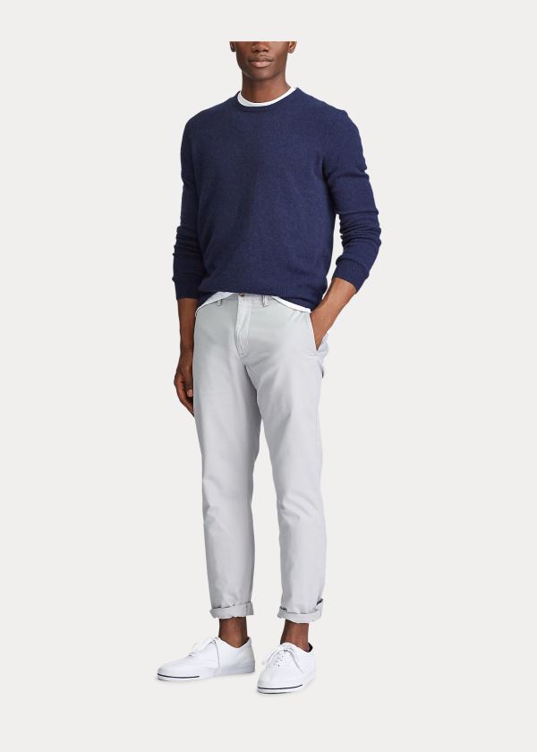 Spodnie Ralph Lauren Stretch Straight Fit Chino Męskie Szare | EASA8746