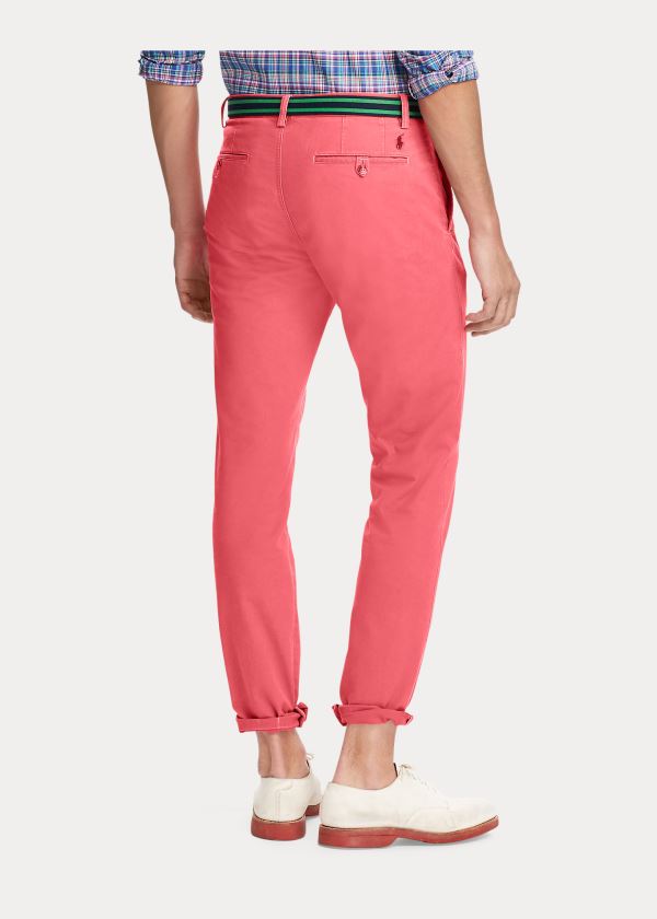 Spodnie Ralph Lauren Stretch Straight Fit Chino Męskie Czerwone | LEYD3156