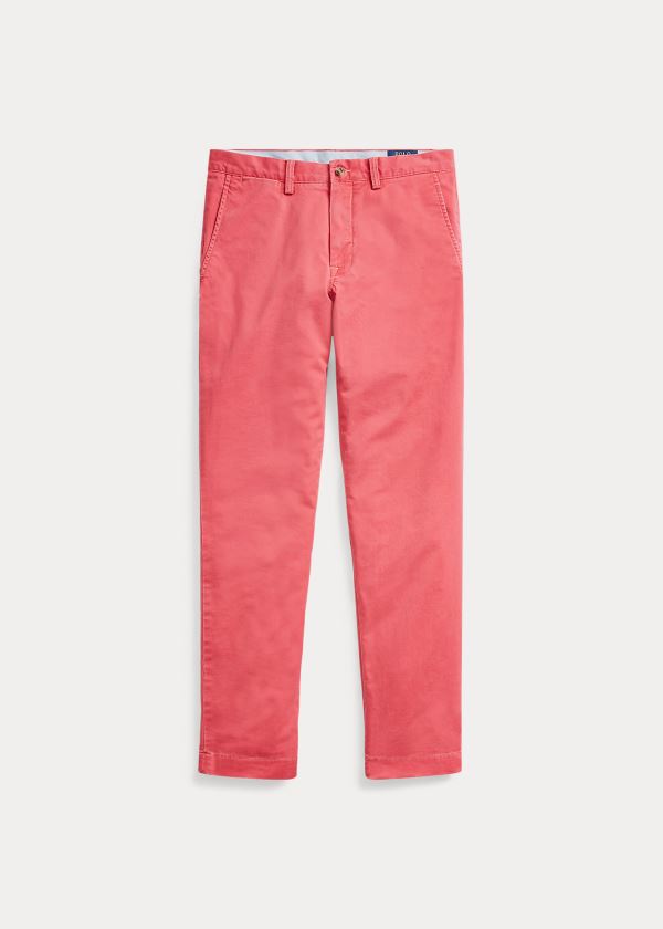 Spodnie Ralph Lauren Stretch Straight Fit Chino Męskie Czerwone | LEYD3156