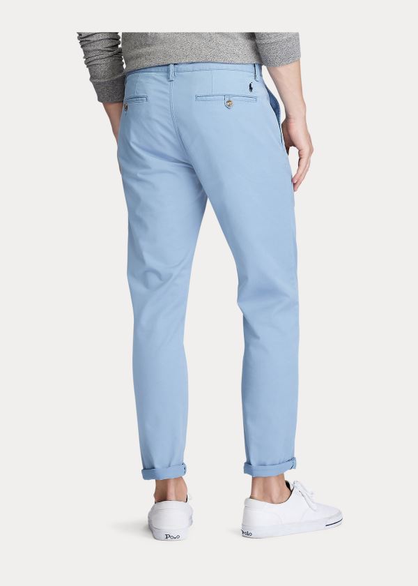 Spodnie Ralph Lauren Stretch Straight Fit Chino Męskie Niebieskie | YRBO2479