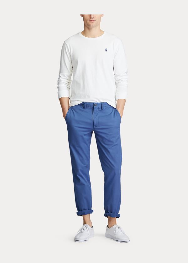 Spodnie Ralph Lauren Stretch Straight Fit Chino Męskie Królewski Niebieski Niebieskie | EBIO3366