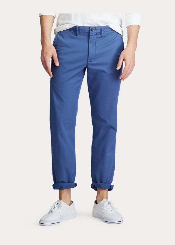 Spodnie Ralph Lauren Stretch Straight Fit Chino Męskie Królewski Niebieski Niebieskie | EBIO3366