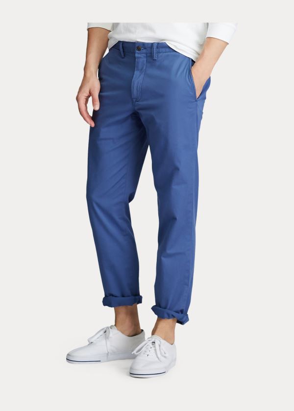 Spodnie Ralph Lauren Stretch Straight Fit Chino Męskie Królewski Niebieski Niebieskie | EBIO3366