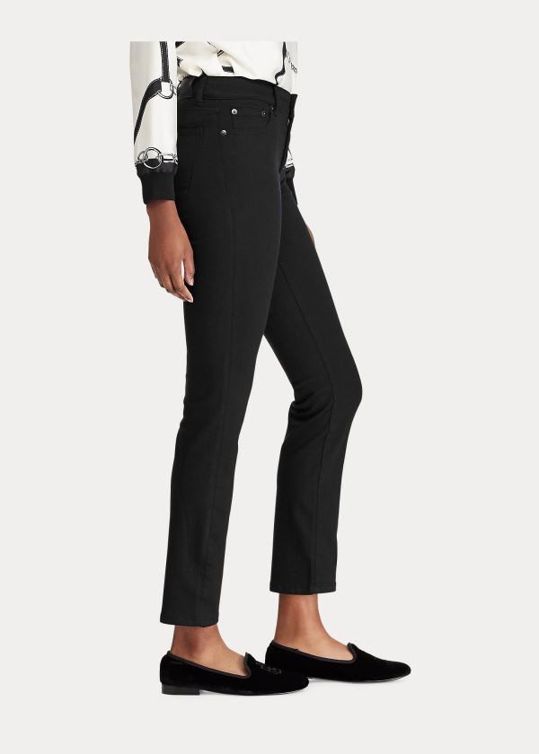 Spodnie Ralph Lauren Stretch Twill Straight Pant Damskie Czarne | XUON0343