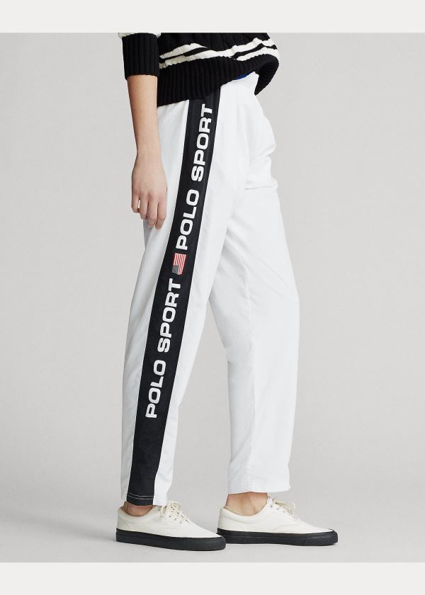 Spodnie Ralph Lauren Stripe-Trim Track Pant Damskie Białe Czarne | YWYH0860