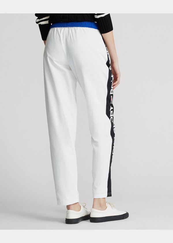 Spodnie Ralph Lauren Stripe-Trim Track Pant Damskie Białe Czarne | YWYH0860