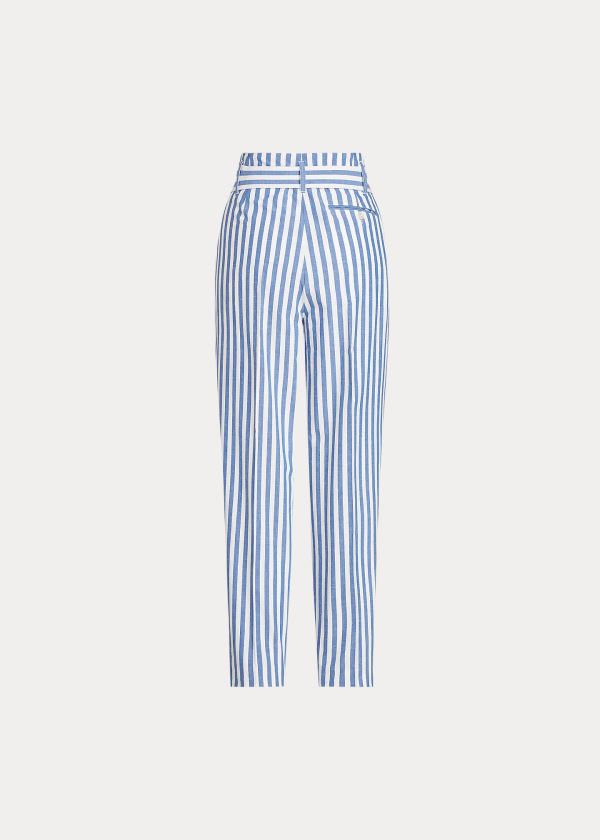 Spodnie Ralph Lauren Striped Straight-Leg Pant Damskie Niebieskie Białe | BMWM1719