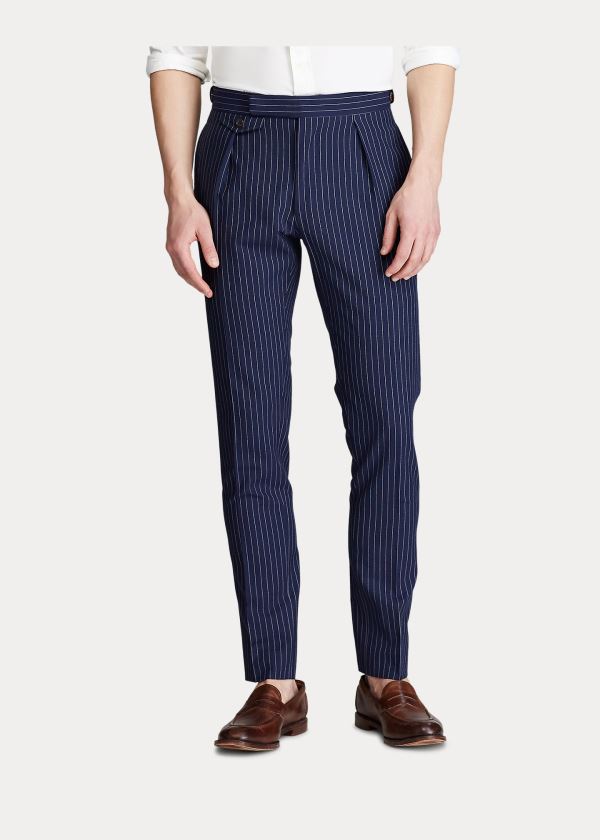 Spodnie Ralph Lauren Striped Suit Trouser Męskie Granatowe Białe | QKGY1573