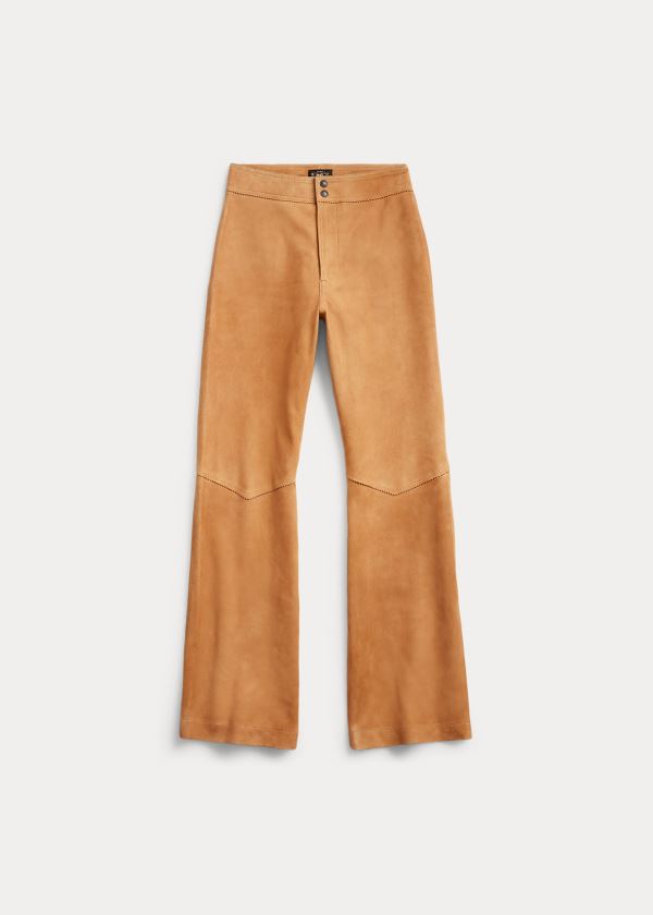 Spodnie Ralph Lauren Suede Flare Pant Damskie Brązowe | RZBT9763