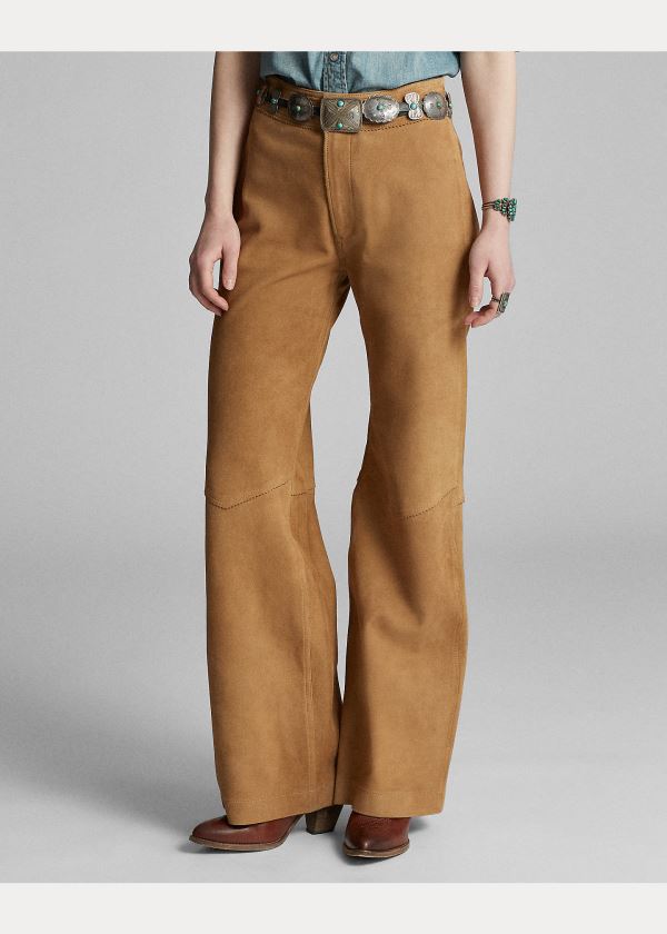 Spodnie Ralph Lauren Suede Flare Pant Damskie Brązowe | RZBT9763