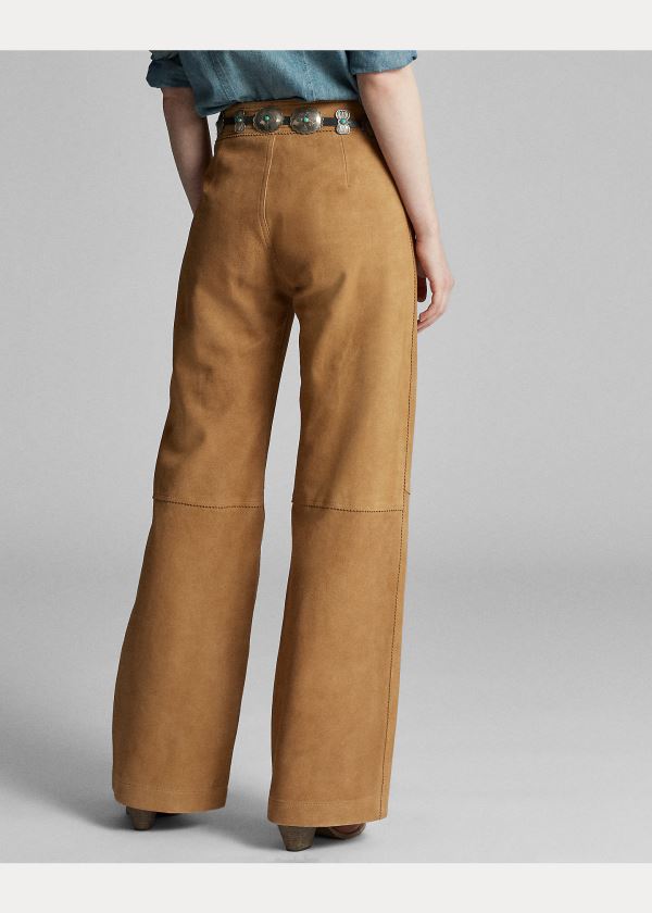 Spodnie Ralph Lauren Suede Flare Pant Damskie Brązowe | RZBT9763