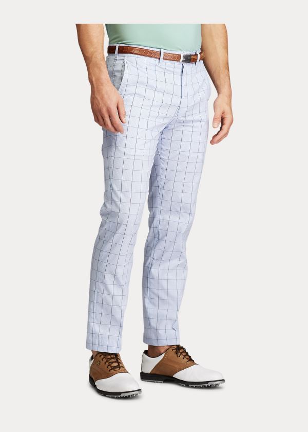 Spodnie Ralph Lauren Tailored Fit Plaid Chino Pant Męskie Niebieskie | BDVA0447