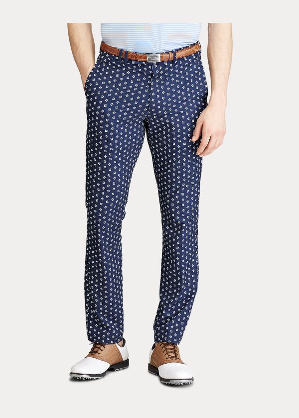 Spodnie Ralph Lauren Tailored Fit Stretch Pant Męskie Granatowe Białe | WUEO3952