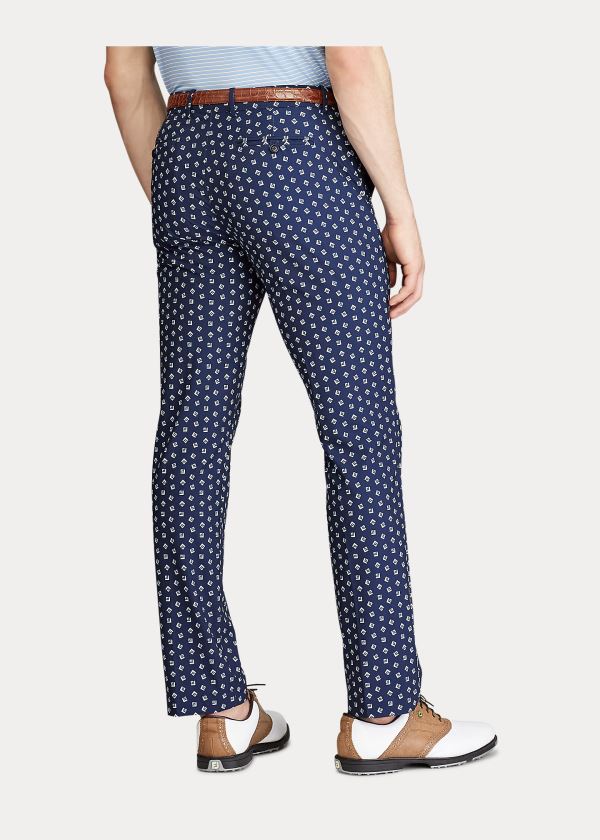 Spodnie Ralph Lauren Tailored Fit Stretch Pant Męskie Granatowe Białe | WUEO3952