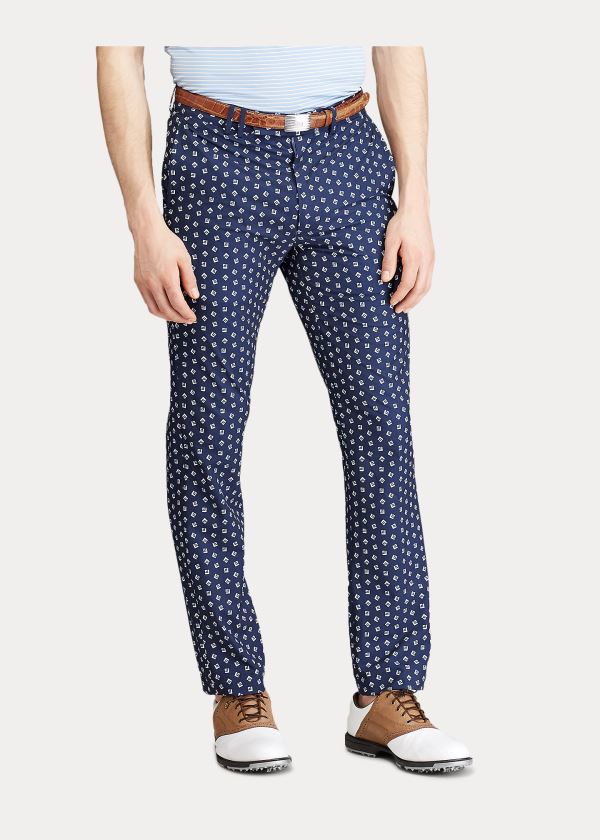 Spodnie Ralph Lauren Tailored Fit Stretch Pant Męskie Granatowe Białe | WUEO3952