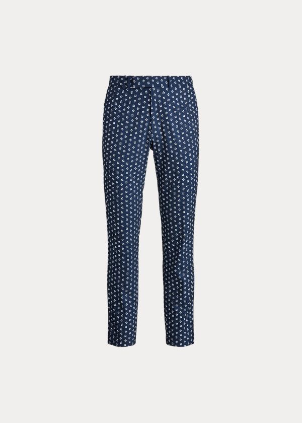 Spodnie Ralph Lauren Tailored Fit Stretch Pant Męskie Granatowe Białe | WUEO3952