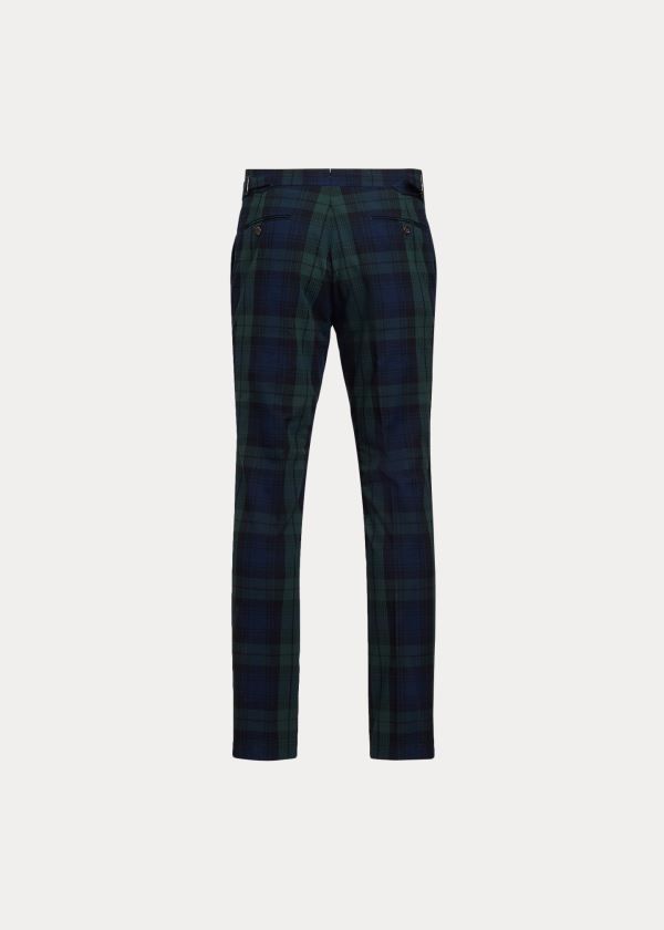 Spodnie Ralph Lauren Tartan Seersucker Suit Trouser Męskie Zielone Czarne Granatowe | RIWM6374