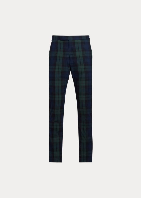 Spodnie Ralph Lauren Tartan Seersucker Suit Trouser Męskie Zielone Czarne Granatowe | RIWM6374