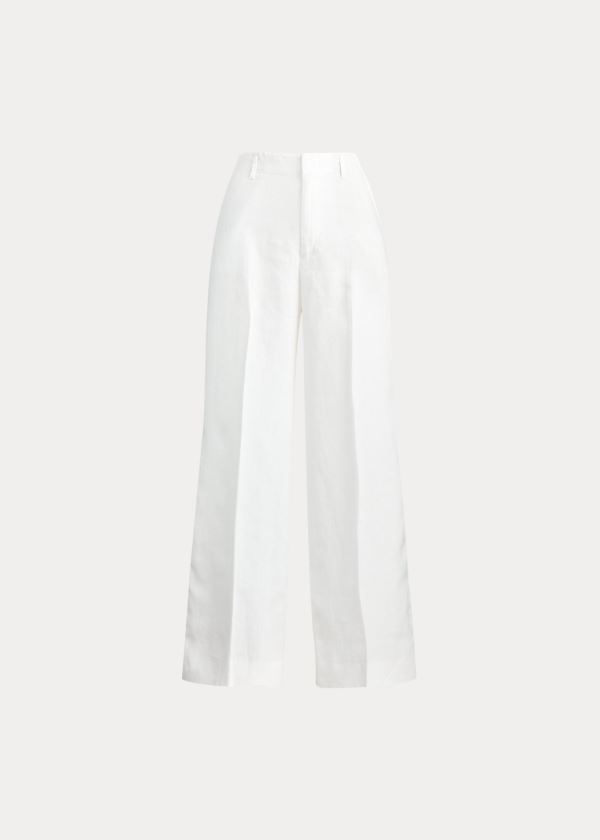 Spodnie Ralph Lauren Wide-Leg Linen Pant Damskie Białe | NGMB5679