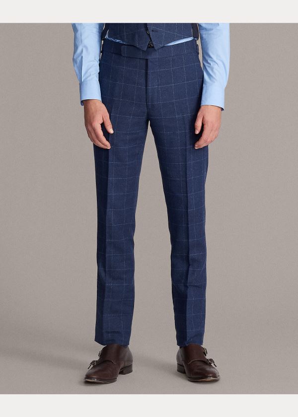 Spodnie Ralph Lauren Windowpane Suit Trouser Męskie Niebieskie Głęboka Niebieskie | AXET8451