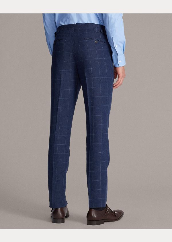 Spodnie Ralph Lauren Windowpane Suit Trouser Męskie Niebieskie Głęboka Niebieskie | AXET8451