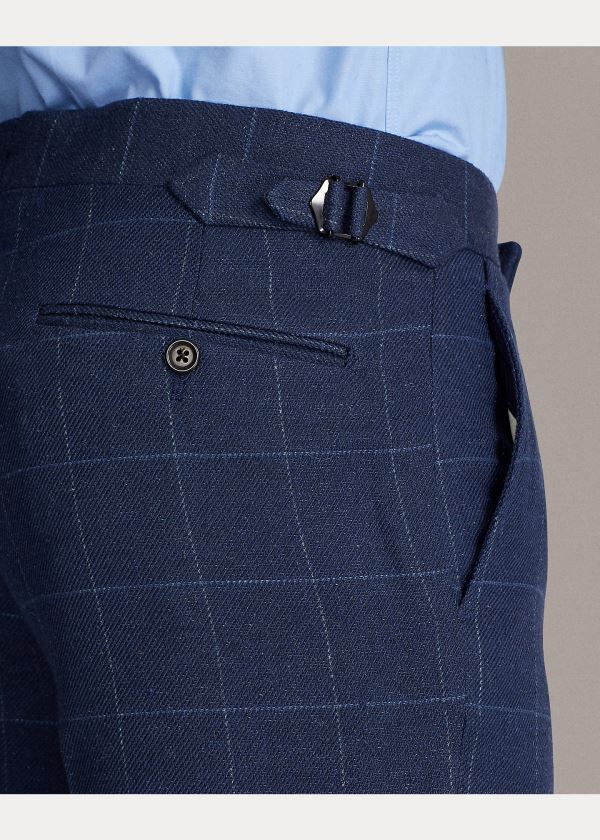 Spodnie Ralph Lauren Windowpane Suit Trouser Męskie Niebieskie Głęboka Niebieskie | AXET8451