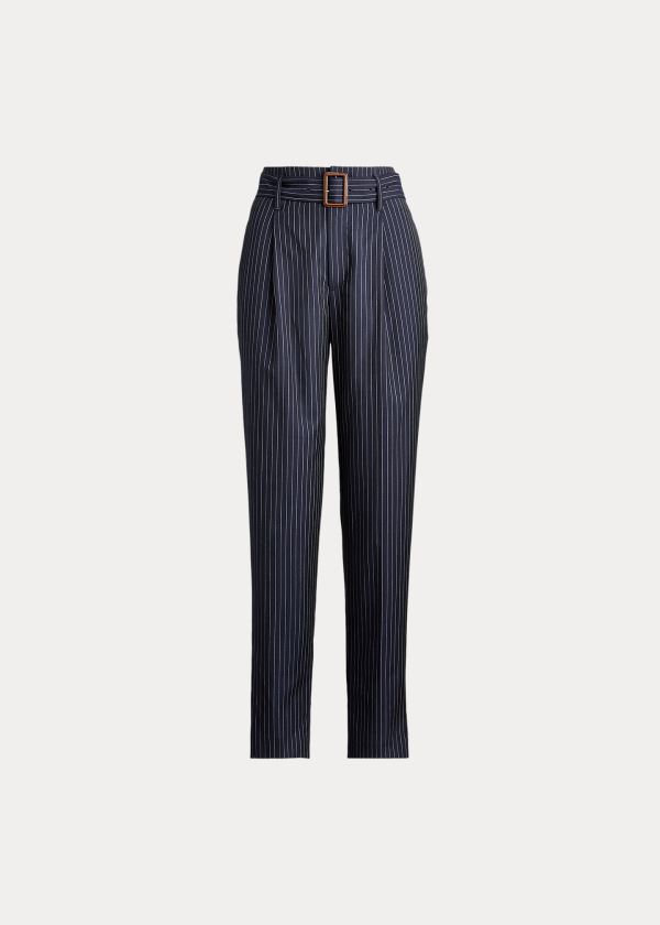 Spodnie Ralph Lauren Wool Paperbag Pant Damskie Granatowe | XWVJ0488