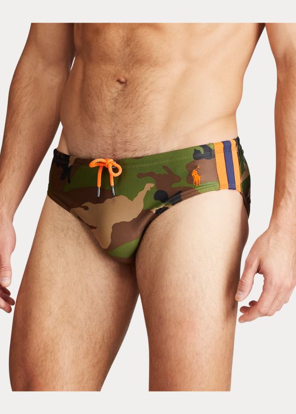 Stroje Pływackie Ralph Lauren Camo Swim Brief Męskie Camo Pomarańczowe | ITWR5368