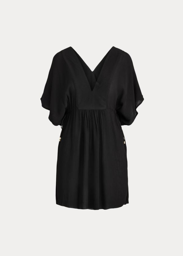 Stroje Pływackie Ralph Lauren Crinkle Tunic Dress Damskie Czarne | FLZJ9505