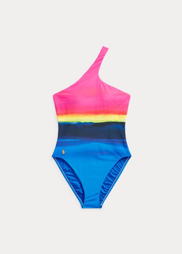 Stroje Pływackie Ralph Lauren Dip-Dyed One-Shoulder Swimsuit Damskie Kolorowe | FZYM8193