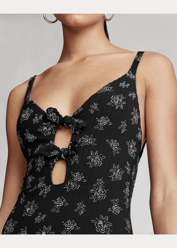 Stroje Pływackie Ralph Lauren Floral One-Piece Swimsuit Damskie Czarne | BXOT6305