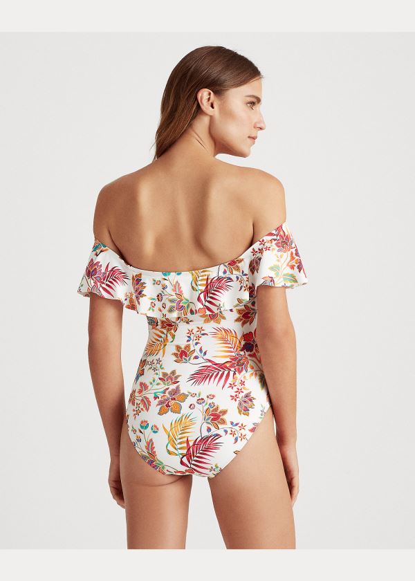 Stroje Pływackie Ralph Lauren Floral Ruffle-Trim One-Piece Damskie Kolorowe | JYYP1212