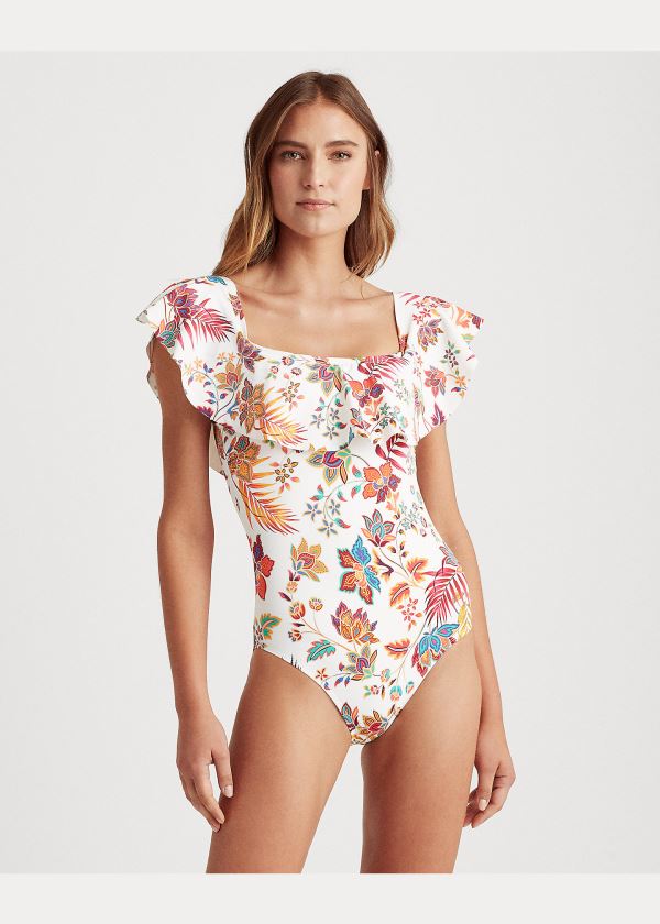 Stroje Pływackie Ralph Lauren Floral Ruffle-Trim One-Piece Damskie Kolorowe | JYYP1212