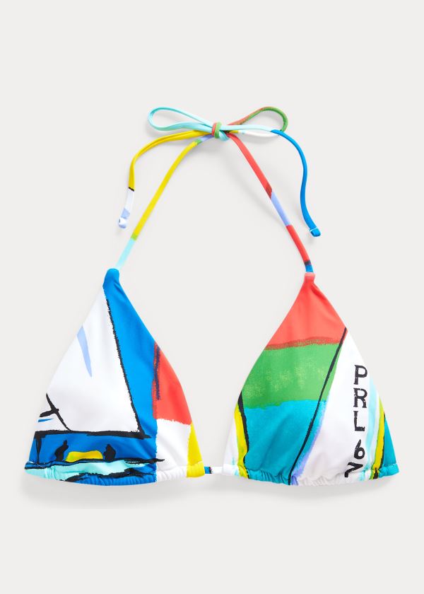 Stroje Pływackie Ralph Lauren Graphic-Print Bikini Top Damskie Kolorowe | HGPM0107