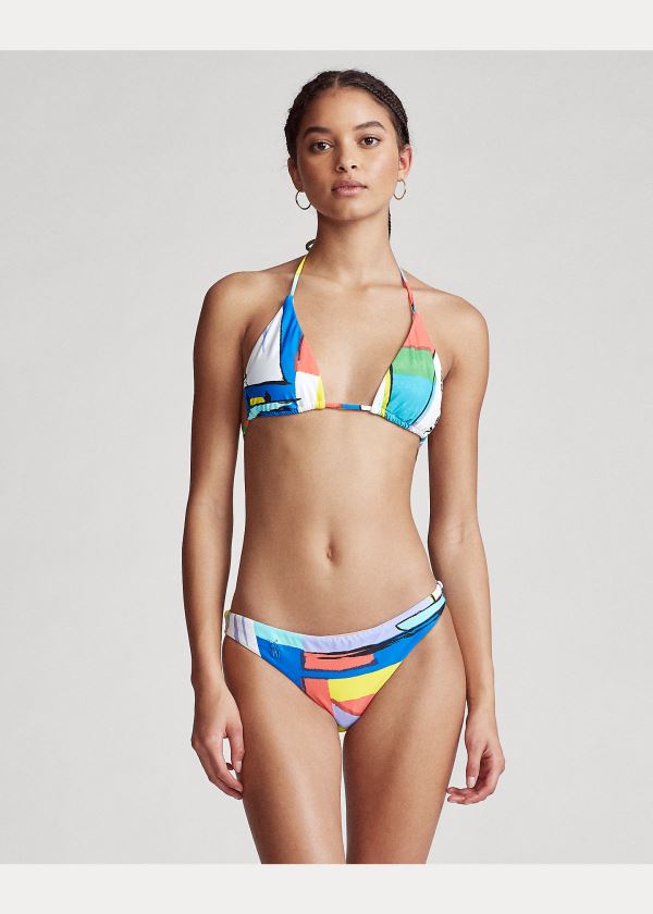 Stroje Pływackie Ralph Lauren Graphic-Print Bikini Top Damskie Kolorowe | HGPM0107