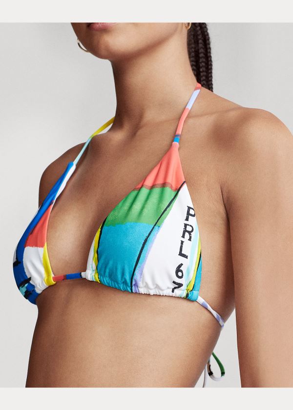 Stroje Pływackie Ralph Lauren Graphic-Print Bikini Top Damskie Kolorowe | HGPM0107