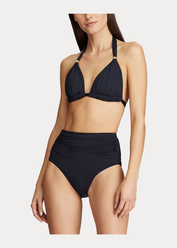 Stroje Pływackie Ralph Lauren Halter Bikini Top Damskie Czarne | JMYC5332