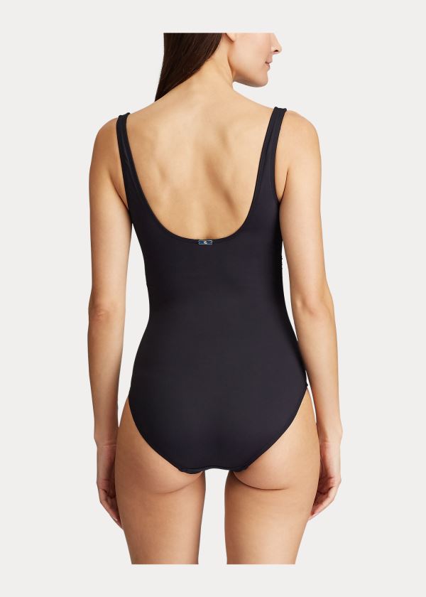 Stroje Pływackie Ralph Lauren Lace-Front One-Piece Damskie Czarne | EOAH3869