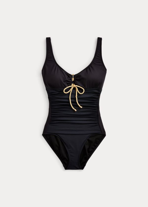 Stroje Pływackie Ralph Lauren Lace-Front One-Piece Damskie Czarne | EOAH3869