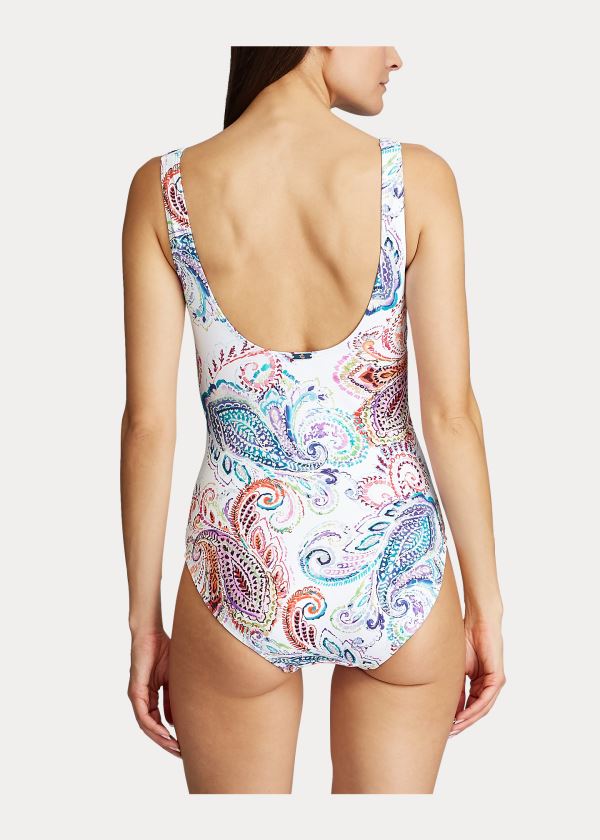 Stroje Pływackie Ralph Lauren Paisley Surplice One-Piece Damskie Białe | DIPG5582