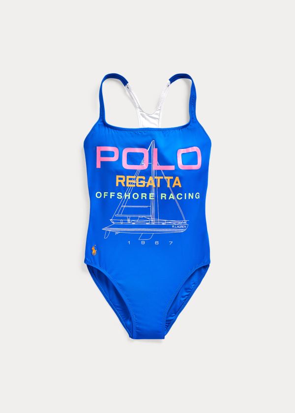 Stroje Pływackie Ralph Lauren Racerback One-Piece Swimsuit Damskie Niebieskie | WNGO3490