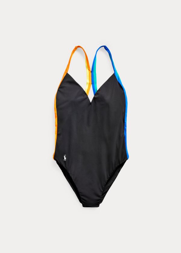 Stroje Pływackie Ralph Lauren Racing-Stripe One-Piece Damskie Czarne | QOBA9911