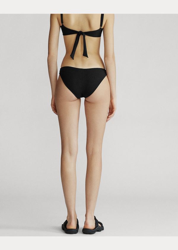 Stroje Pływackie Ralph Lauren Ribbed Bikini Bottom Damskie Czarne | OCUW9262