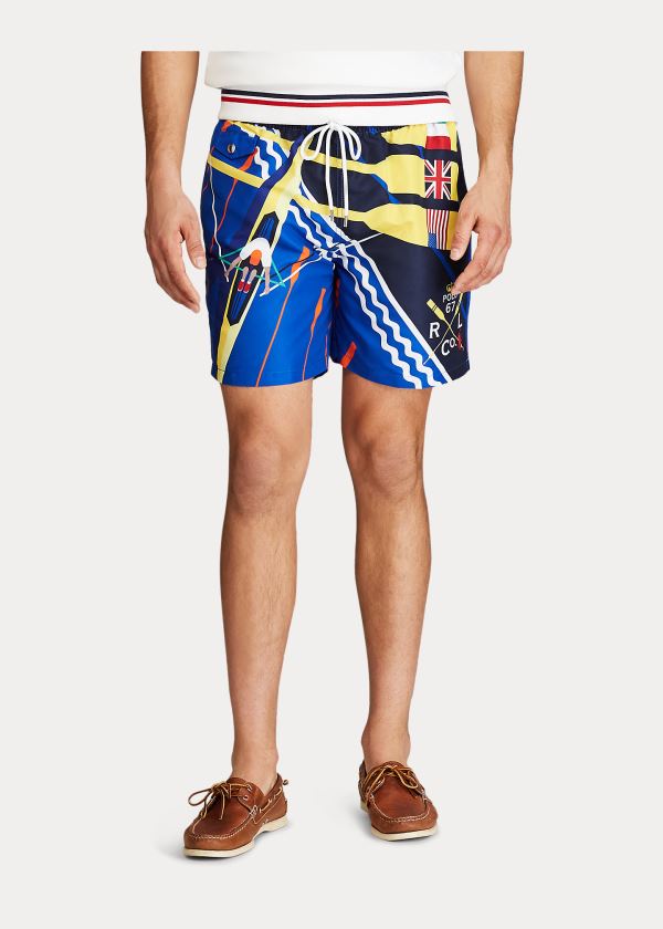 Stroje Pływackie Ralph Lauren Rowing-Print Swim Trunk Męskie Kolorowe | LDEM7975