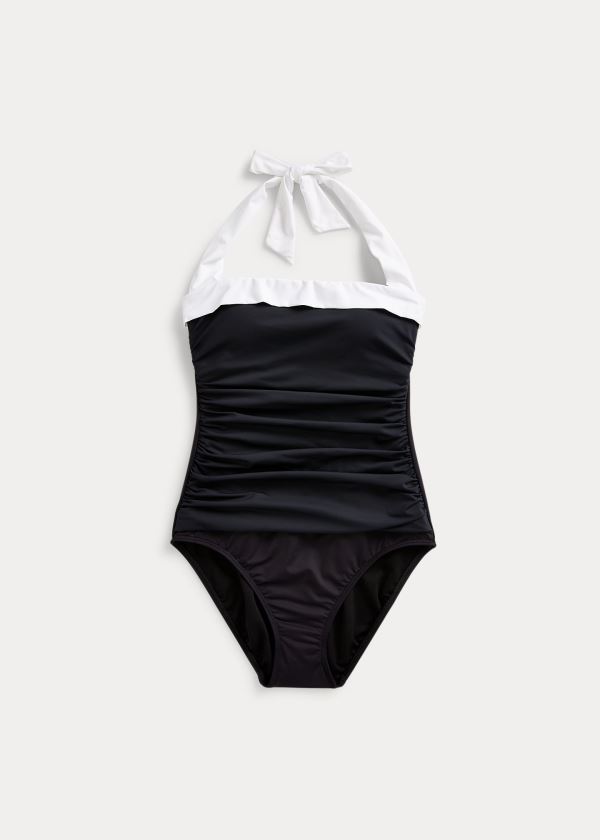 Stroje Pływackie Ralph Lauren Shirred Bandeau One-Piece Damskie Czarne | FDNX2806