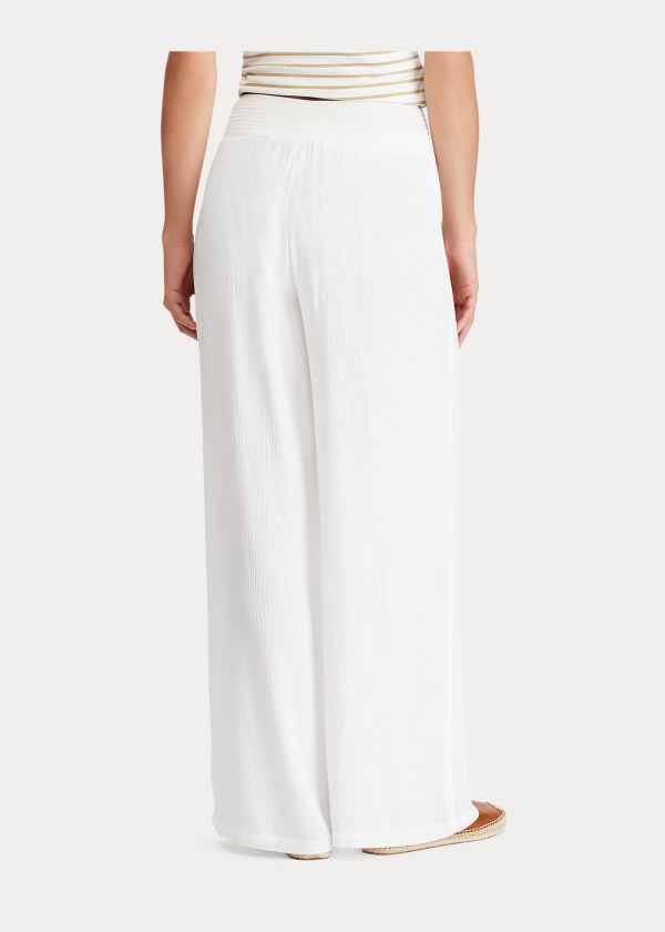 Stroje Pływackie Ralph Lauren Smocked Wide-Leg Pant Damskie Białe | BGUN0810