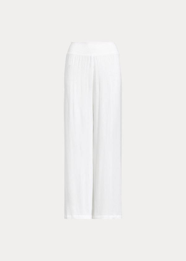 Stroje Pływackie Ralph Lauren Smocked Wide-Leg Pant Damskie Białe | BGUN0810