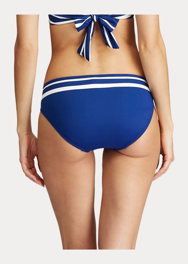 Stroje Pływackie Ralph Lauren Striped Hipster Bikini Bottom Damskie Niebieskie | DSVI0653