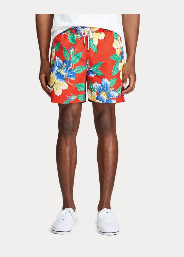 Stroje Pływackie Ralph Lauren Traveler Floral Swim Trunk Męskie Czerwone Kolorowe | IFZE5236