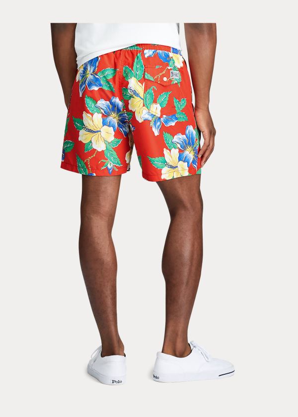 Stroje Pływackie Ralph Lauren Traveler Floral Swim Trunk Męskie Czerwone Kolorowe | IFZE5236